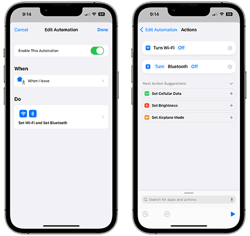 Automation to turn Off Wi-Fi & Bluetooth